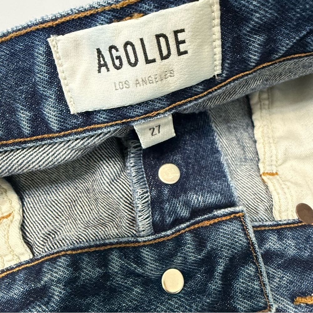 Agolde Parker High Waist Cutoff Jean Shorts Women 27 Raw Hem Button Fly Blue - Picture 4 of 13